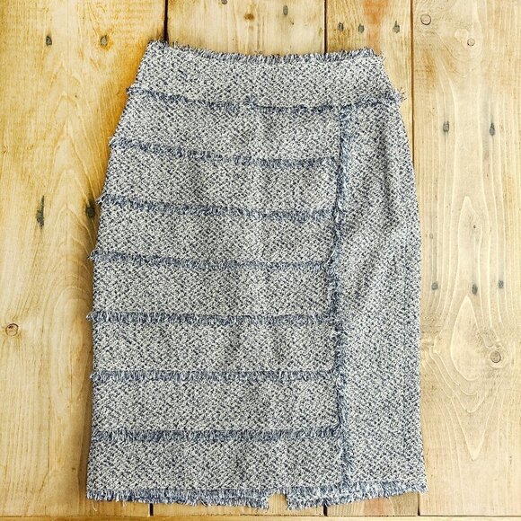 Magaschoni Collection‎ Blue and Beige Tweed Pencil Skirt Size 4 Italy - Picture 1 of 7